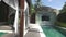 Bali, Indonesia, November, 2016: A view of the territory of the tropical resort with the pool palm trees