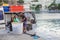 Bali, Island Crete, Greece, - June 30, 2016: Local fishermen are unloading fish catch from fishing boat