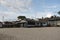 BALI, JIMBARAN- MARCH 28, 2020: closed seafood cafe on the Jimbaran beach during the coronavirus epidemic