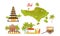 Bali Symbols Vector Set. Famous and Favorite Tourist Destination