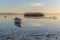 Balikesir Lake Manyas at sunset boats reflection