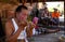 Balinese actor preparing for a dance Barong