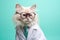 Balinese Cat Dressed As A Scientist On Mint Color Background