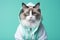 Balinese Cat Dressed As A Sports Athlete On Mint Color Background