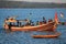 Balinese fishing boat at port in Jimbaran beach, Bali