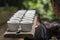 Balinese girl waiter carries a variety of coffee and tea for tourists tasting in Ubud, island Bali, Indonesia , closeup