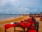 Balinese Jimbaran beach famous for it\'s perfect sea food restaurants