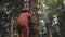 Balinese man climbing on tree