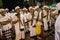 Balinese men holding their kris for  `Keris Dance` Bali July 29 2019