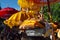 Balinese woman holding offering in Bali-Indonesia