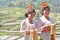 Balinese women dancing Tari Pendet Dance in Bali Indonesia