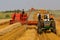 Baling straw and harvesting wheat