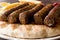 Balkan Cevapcici Kofta or Kofte Kebab with Pide or Pita Bread