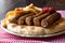 Balkan Cevapcici Kofta or Kofte Kebab with Pide or Pita Bread