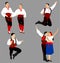 Balkan Dancers vector illustration isolated on background. Folk dance in Europe.