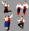 Balkan Dancers vector illustration isolated on background. Folk dance in Europe. Folklore artist in traditional dress. Wedding