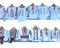Balkan embroidered national traditional costumes clothes isolated over white background
