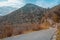 Balkan road trip. Mountains landscape with winding country road.  Montenegro, Tivat