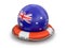Ball with Australian flag on lifebuoy