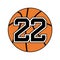 Ball of basketball symbol with number 22