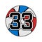 Ball of basketball symbol with number 33