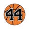 Ball of basketball symbol with number 44