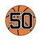 Ball of basketball symbol with number 50