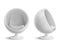 Ball chair, round armchair front and side view