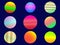 Ball circle tech fantasy 3d disco party icon set design decorative web backgrounds pattern vector illustration 20221212