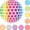 Ball of circles logo, equalizer, color logo, music and sound logo, multimedia background and logo
