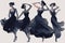 Ball dance of girls together dancing generative AI