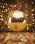 ball disco gold mirror discoball golden glitter, AI Generative.