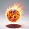 a ball of fire falling. isolated against a white background. flames, embers, motion, ring shaped.