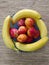 Ball full of fruits on a table