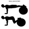 Ball jack knife exercise strength workout vector illustration silhouette