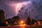 ball lightning illuminating a stormy night sky