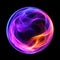 Ball with liquid electricity and multicolored plasma inside, isolated on black background