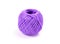 Ball of nylon thread isolated on a white background. Violet spool of nylon thread. Coil of thread. Skein of string