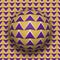Ball with a purple arrows pattern rolls along purple arrows surface
