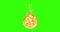 Ball of real flame fire with smoke in chroma key green screen background, dangerous flame