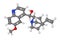 Ball and stick model of quinine molecule