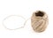 Ball of strong brown string over white background