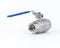 Ball valve with blue handles on a white background.