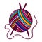 Ball of yarn wool hand drawn logo logotype for yarning project courses master classes tutorials video study teaching and