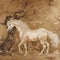 BALLAD UNICORN HORSES FLORAL GRADEN CHINOISERIE STYLE WALL ART