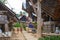 Ballapeu traditional village in Tana Toraja, South Sulawesi, Indonesia. Tipical boat shaped roofs and wood carved rice barns.