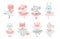 Ballerina animal. Elephant and mouse ballet dancer, fairy bunny and fox in tutu. Cute dance characters for baby clipart