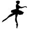 Ballerina black silhouette isolated on white background. Fouete dance elements
