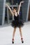 Ballerina in black tutu outdoor