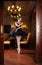 Ballerina in black tutu standing on pointes